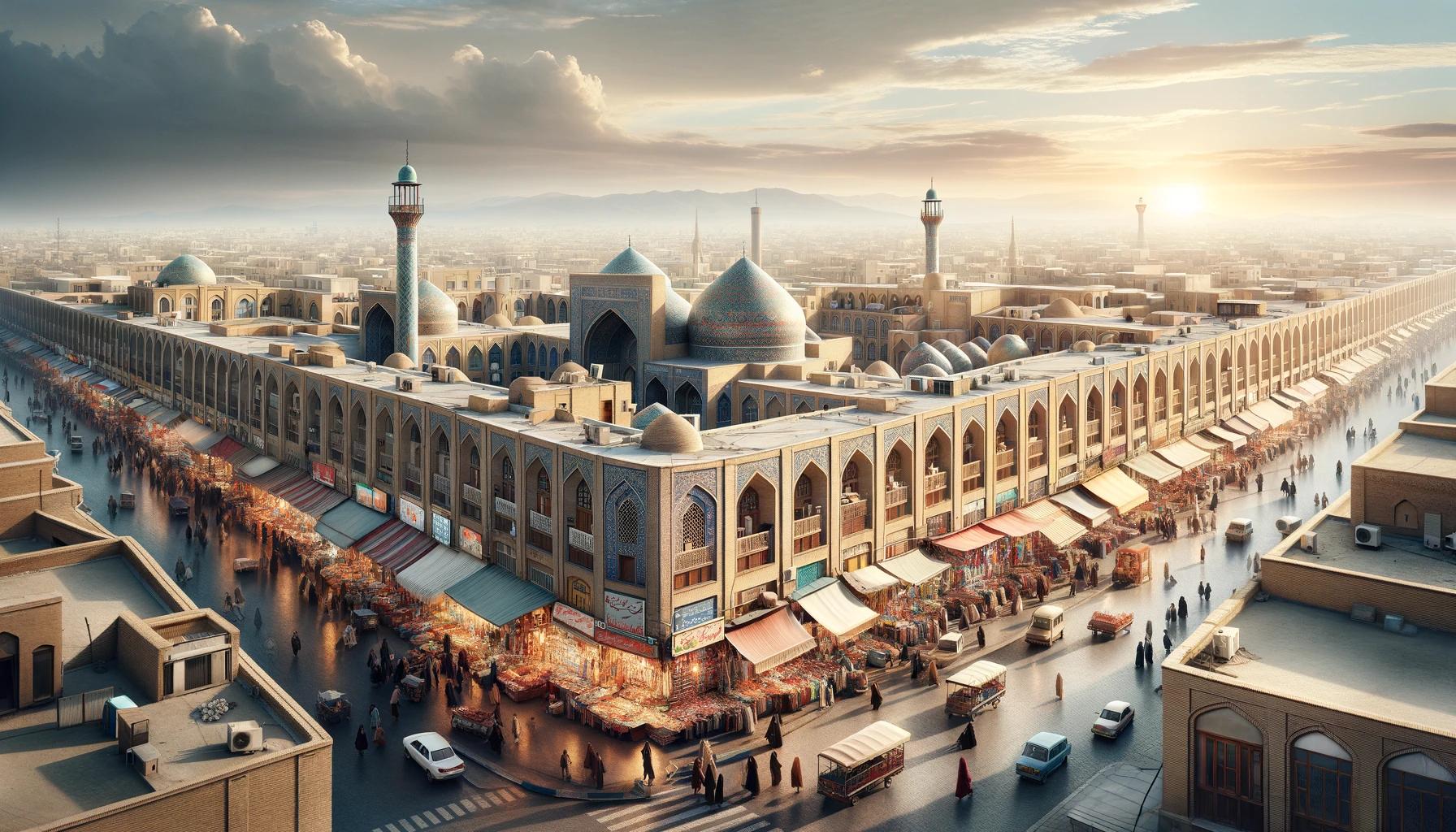 DALL·E 2024-03-12 14.50.57 - A photorealistic image depicting the famous Tabriz Bazaar, a UNESCO World Heritage site, in Tabriz, Iran. The bazaar should be bustling with activity,